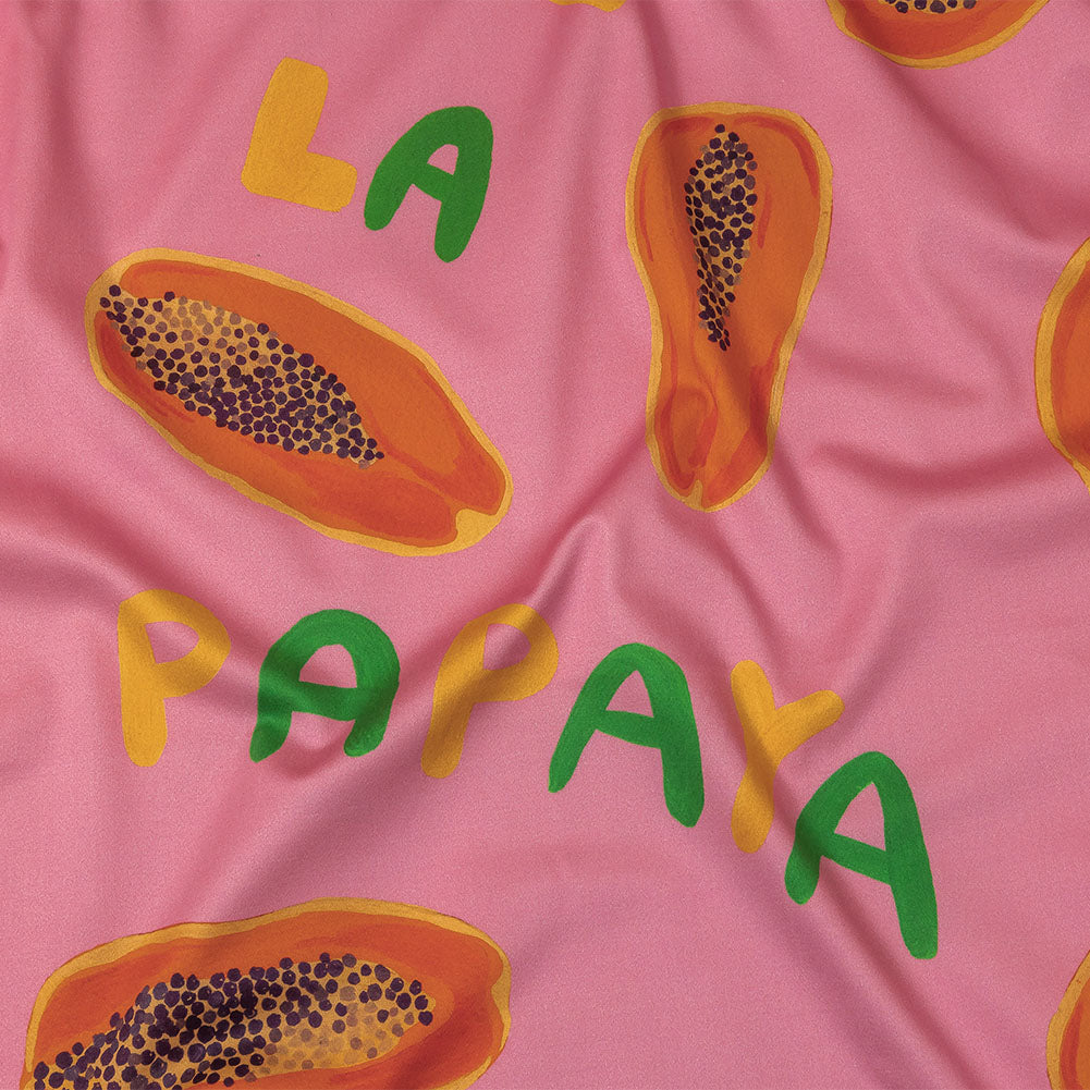 Stretch Cotton Sateen - Pink Papayas - Snack Time Print - Mood Exclusive Citrus Collection - Joann Fabrics