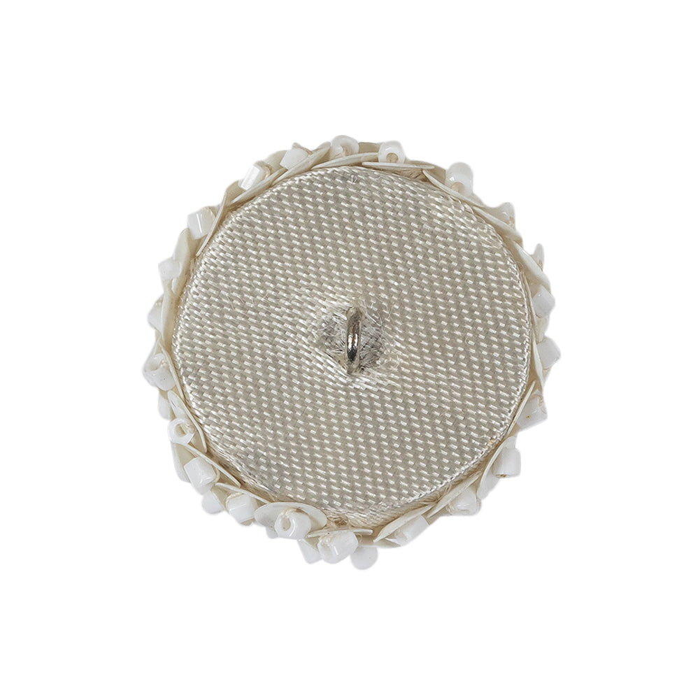 Vintage White Domed Sequined and Beaded Shank Back Button - 40L/25.5mm - Joann Fabrics