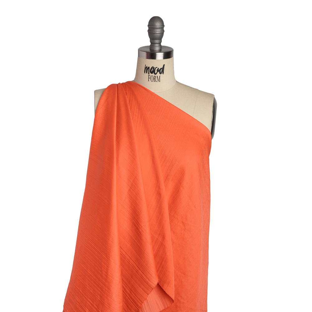 Crinkle Pleated Polyester Satin - Coral Orange - Designer Deadstock - Joann Fabrics