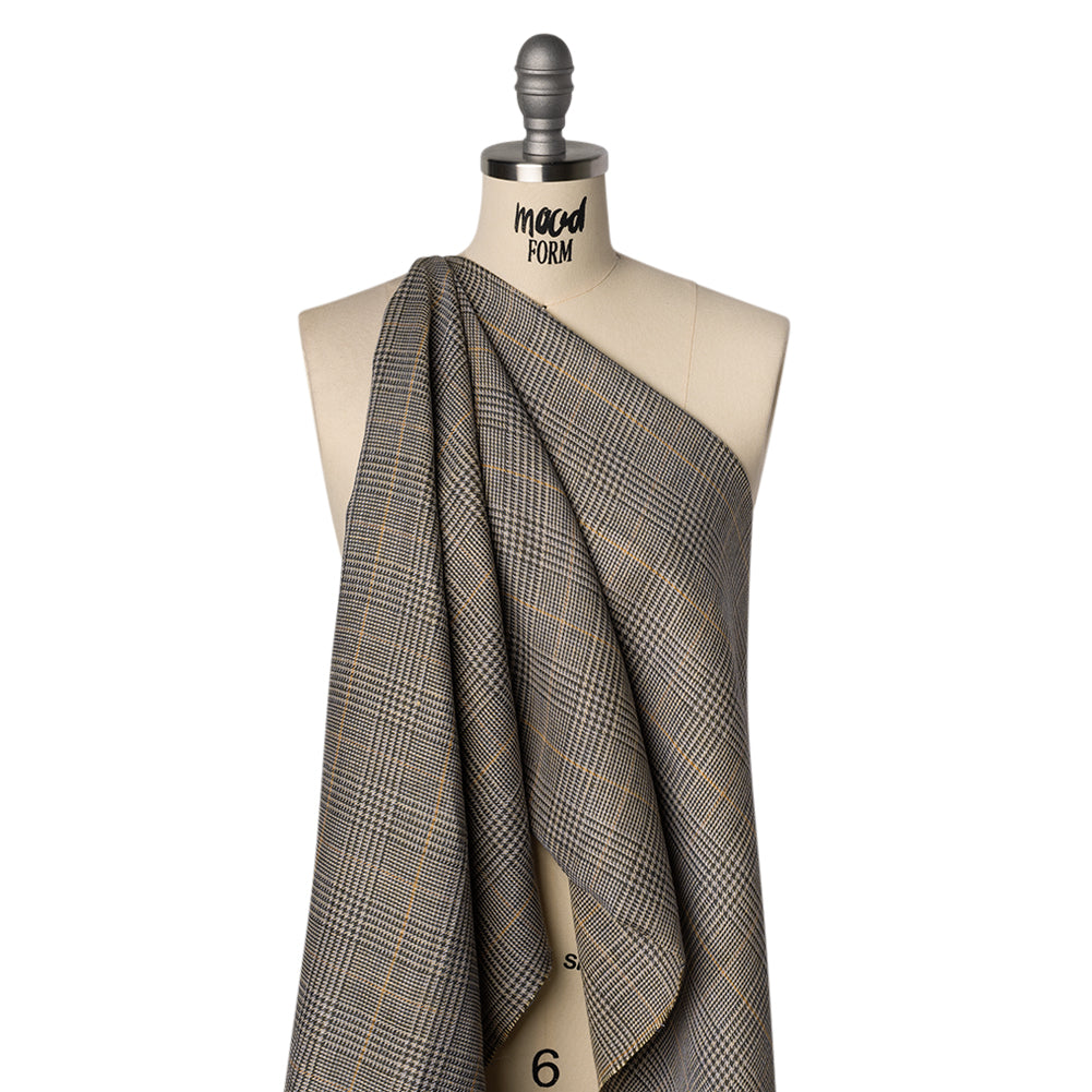 Linen Twill - Dark Olive, Pale Blue and Yellow Ochre Glen Plaid - Joann Fabrics