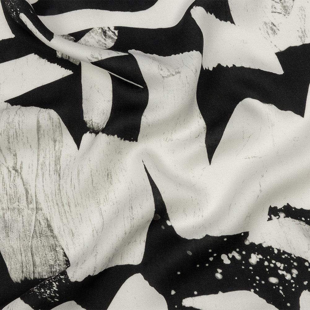 Rayon Challis - Black and White Graffiti Letters - Wall of Fame Print - Mood Exclusive Metro Collection - Joann Fabrics