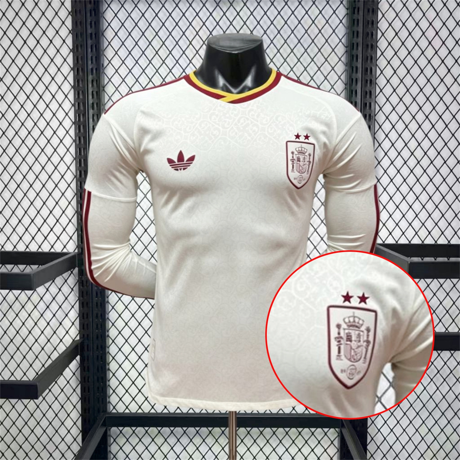 【Two-Crown Star】Spain 2026 Away Long Sleeves Jersey - Player Version - UnitedFutballJersey