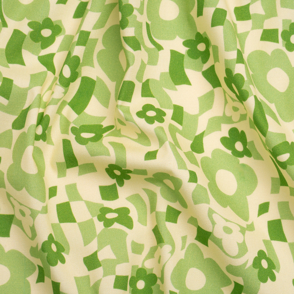 Mood Exclusive Green Puddled Petals Stretch Cotton Poplin - Joann Fabrics