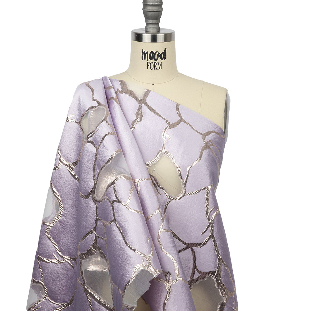 Metallic Rose Gold and Lilac Abstract Luxury Burnout Brocade - Joann Fabrics
