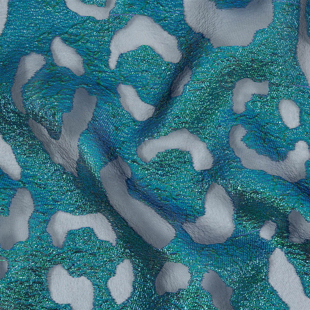 Metallic Royal and Emerald Animal Spots Luxury Burnout Brocade - Joann Fabrics