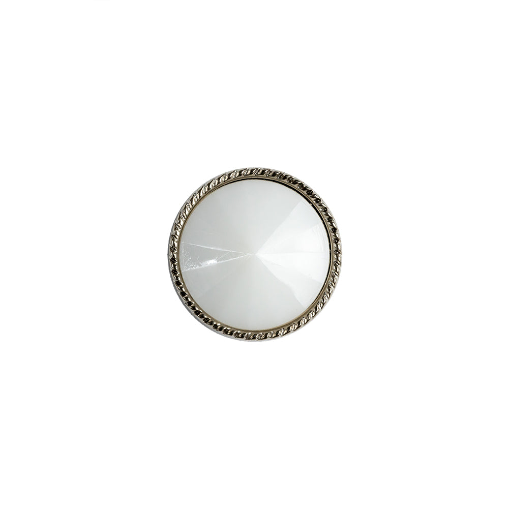 White and Silver 2-Piece Cone-Shaped Shank Back Button - 20L/12.5mm - Joann Fabrics