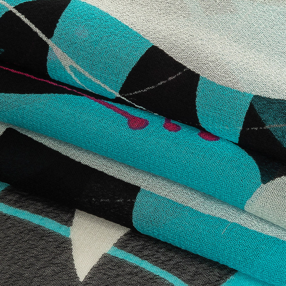 Turquoise, Black and Pink Tulips Silk Chiffon - Joann Fabrics