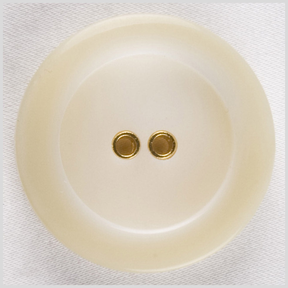 Plastic 2-Hole Button - 44L/28mm - Ivory with Gold Eyelet Holes - Joann Fabrics