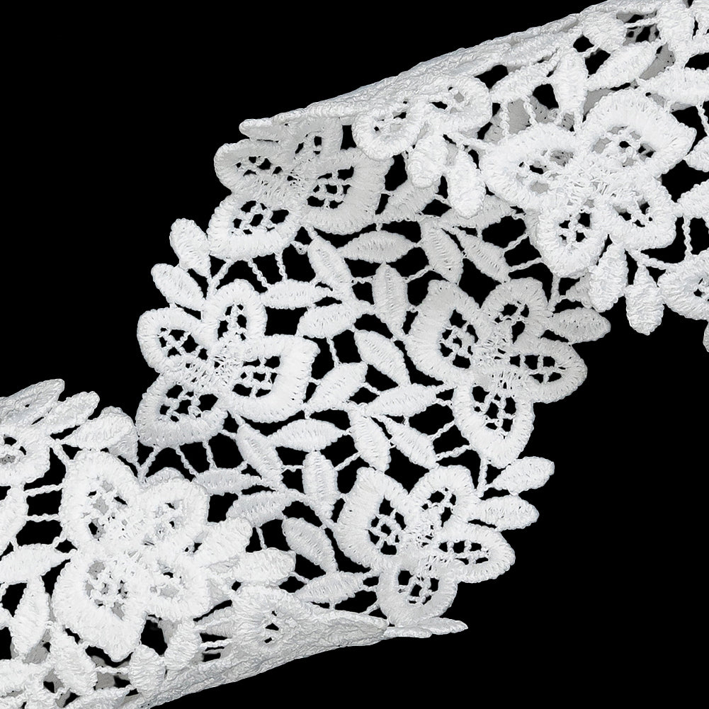 White Flowering Vines Venise Lace Trim - 2.375