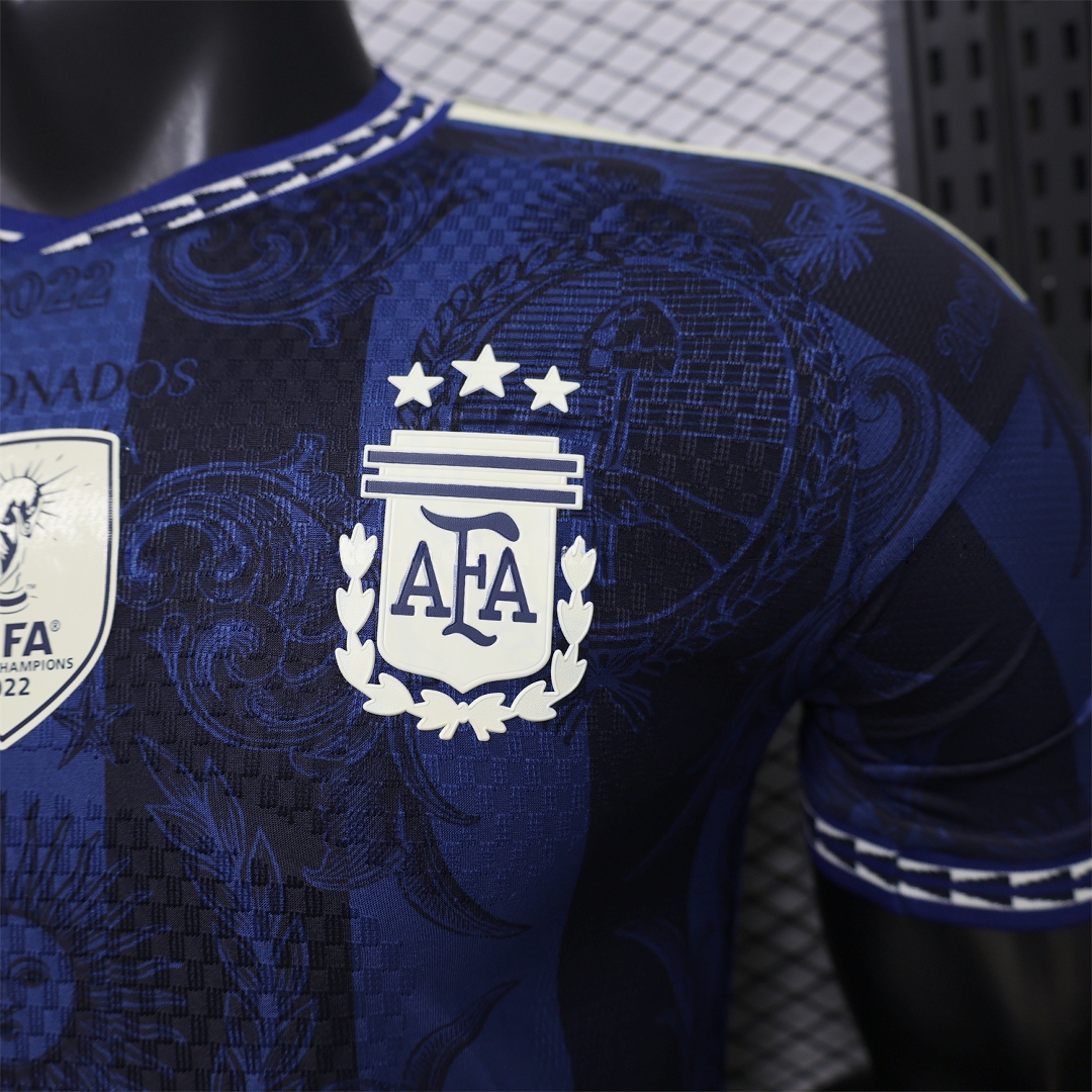 Argentina 2026 Dark Blue And Black Pattern Sun Special Edition Jersey - Player Version - UnitedFutballJersey