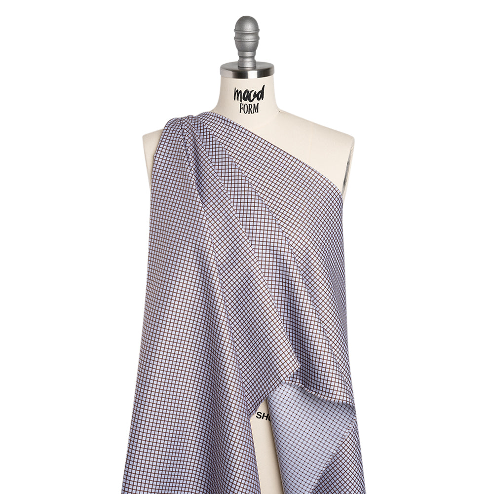 Cotton Herringbone Twill Shirting - Brown and Pale Blue Checks - Deadstock - Joann Fabrics