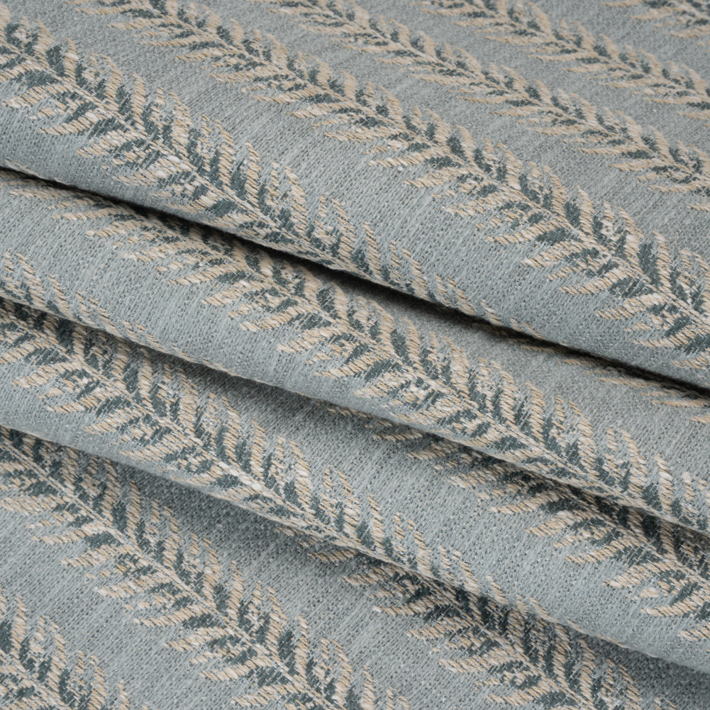 Polyester and Cotton Home Decor Jacquard - Teal Leafy Vine Stripes - British Imported - Joann Fabrics