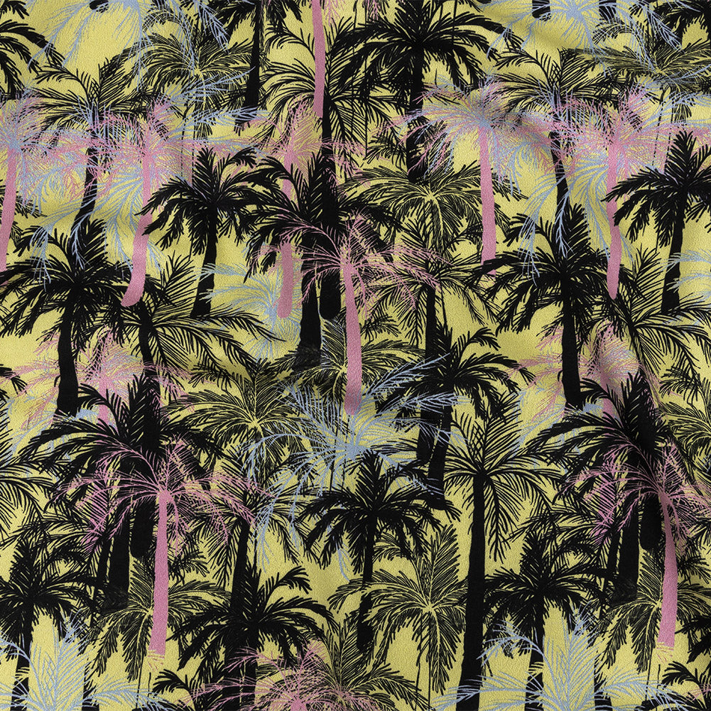 Mood Exclusive Yellow Moonlit Palms Stretch Cotton Sateen - Joann Fabrics
