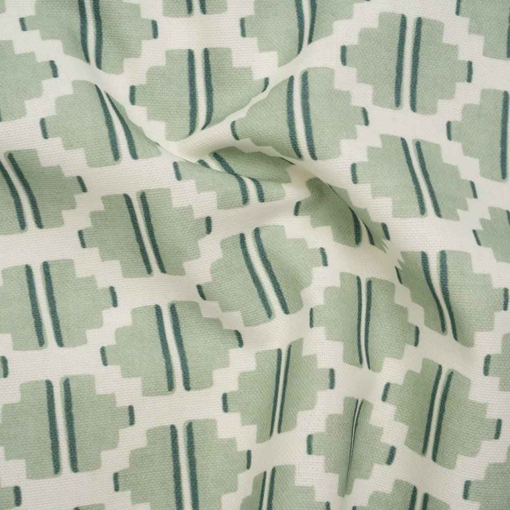 Brushed Cotton and Linen Canvas Print - Aloe Blocky Diamonds - British Imported - Joann Fabrics