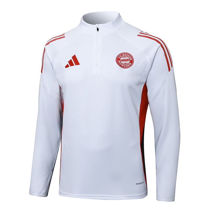 2025/2026 Bayern Munich Half-Pull Training Suit White Football Shirt 1:1 Thai Quality Set