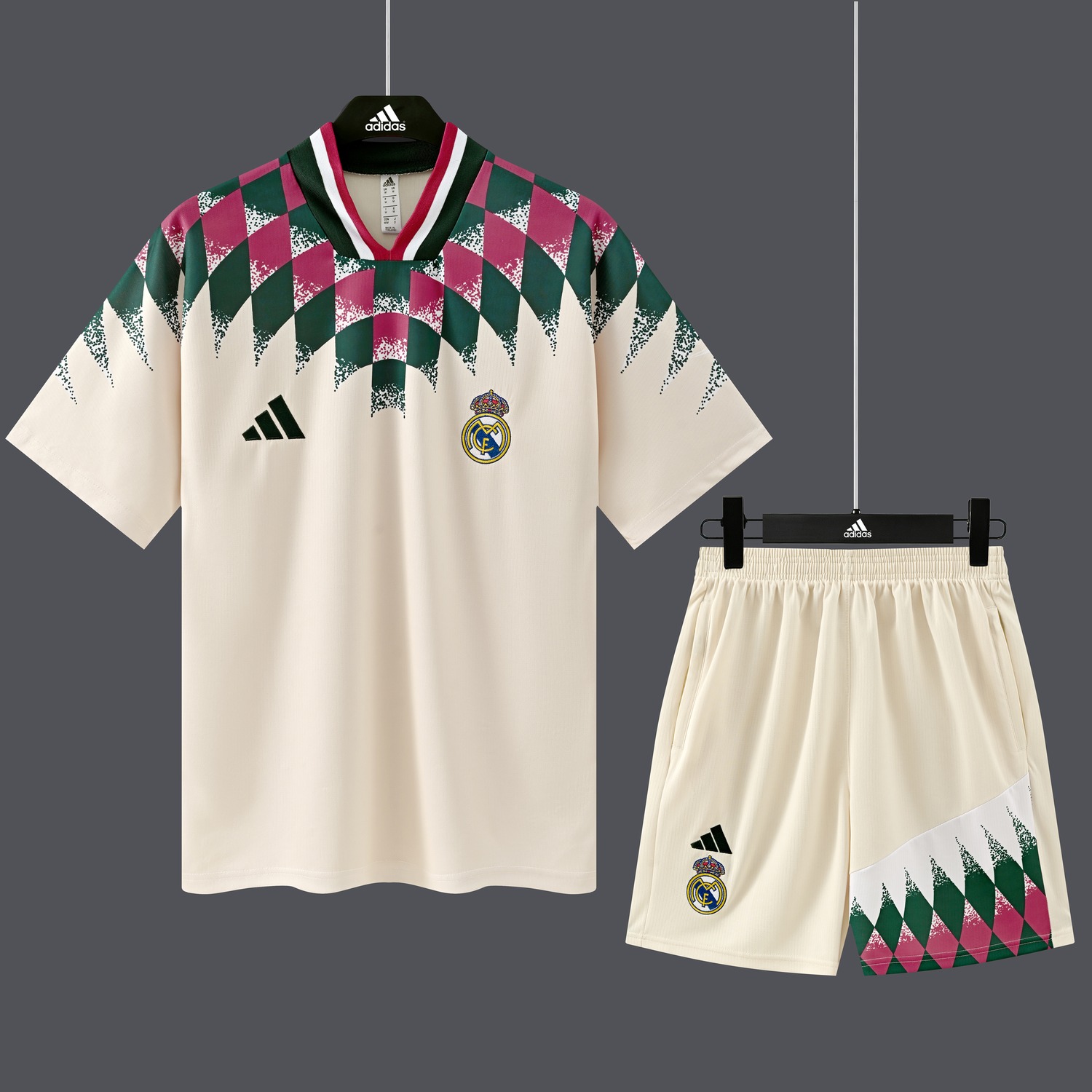 Real Madrid 26-27 Long Sleeve Training Set - White With Red Green - UnitedFutballJersey