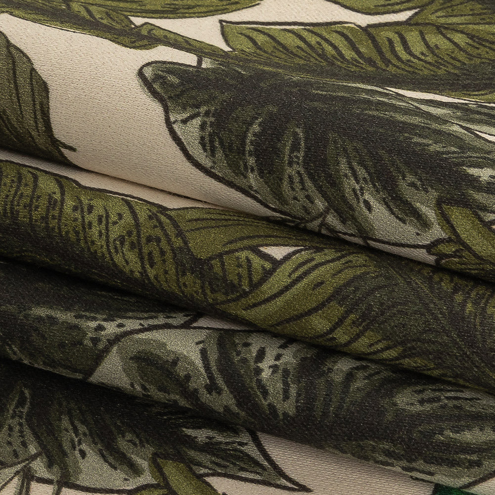 Stretch Cotton Sateen - Green Foliage - Botanical Curiosity Print - Mood Exclusive Key Largo Collection - Joann Fabrics
