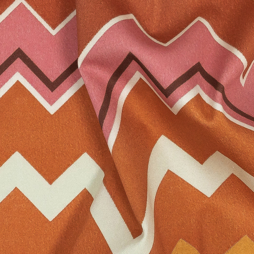 Stretch Cotton Sateen - Pink and Orange Zig Zags - Festa di Apollo Print - Mood Exclusive Viso Collection - Joann Fabrics