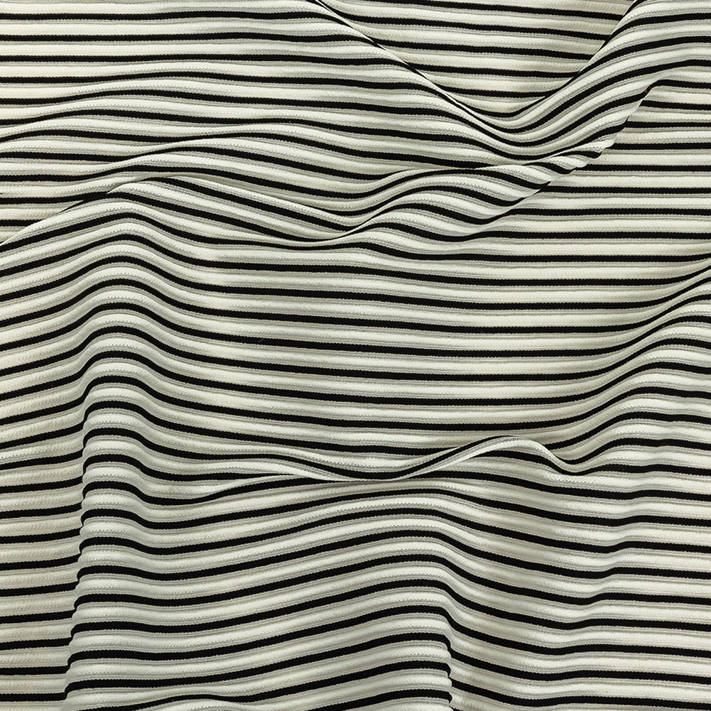 Italian Bright White and Black Raised Stripes Stretch Knit - Joann Fabrics