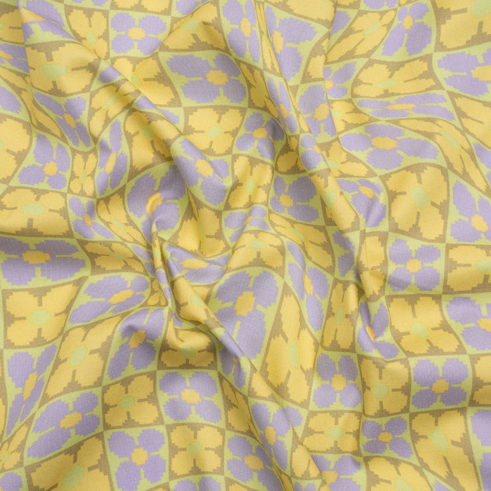 Mood Exclusive Lemon Cyber Checkers Stretch Cotton Poplin - Joann Fabrics
