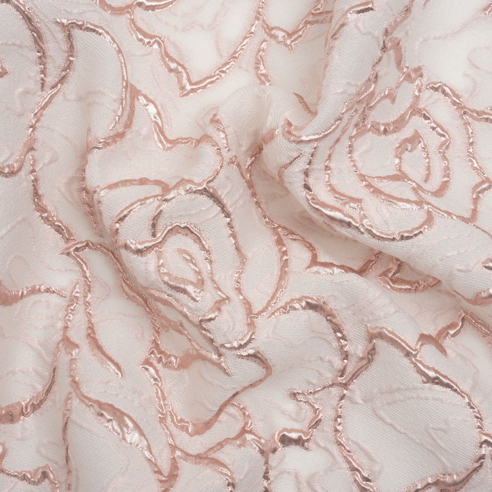 Rose Outlines Cutwork Luxury Brocade - Metallic Rose Gold and Pale Pink - Joann Fabrics