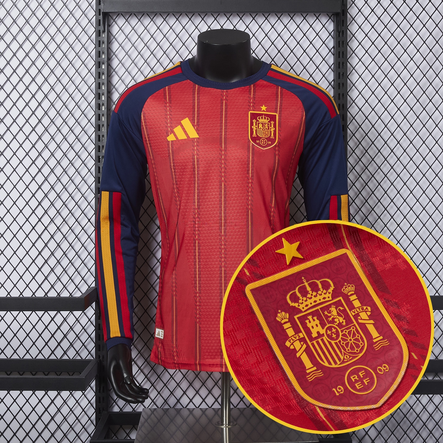 Spain 2026 Home Long Sleeves Jersey - Player Version - UnitedFutballJersey