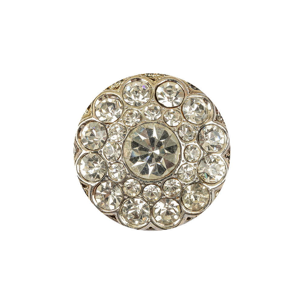 Vintage Crystal Rhinestones and Silver Metal Scalloped Shank Back Button - 34L/21.5mm - Joann Fabrics