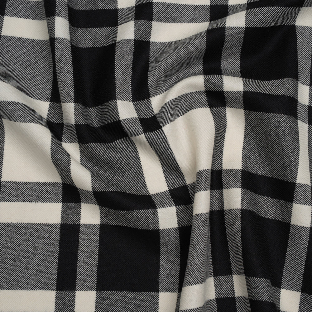 Virgin Wool Twill Made in Italy - Black and White Big Plaid - Joann Fabrics