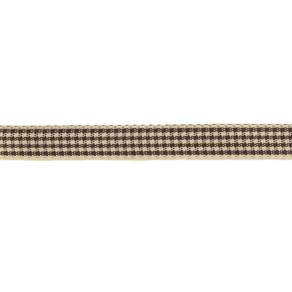 Brown and Cream Houndstooth Check Woven Ribbon - 0.375