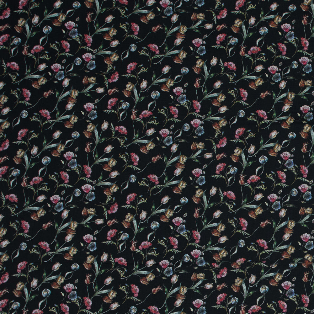 Cotton Voile - Black Floral - Peonies at Midnight Print - Mood Exclusive Botanical Collection - Joann Fabrics
