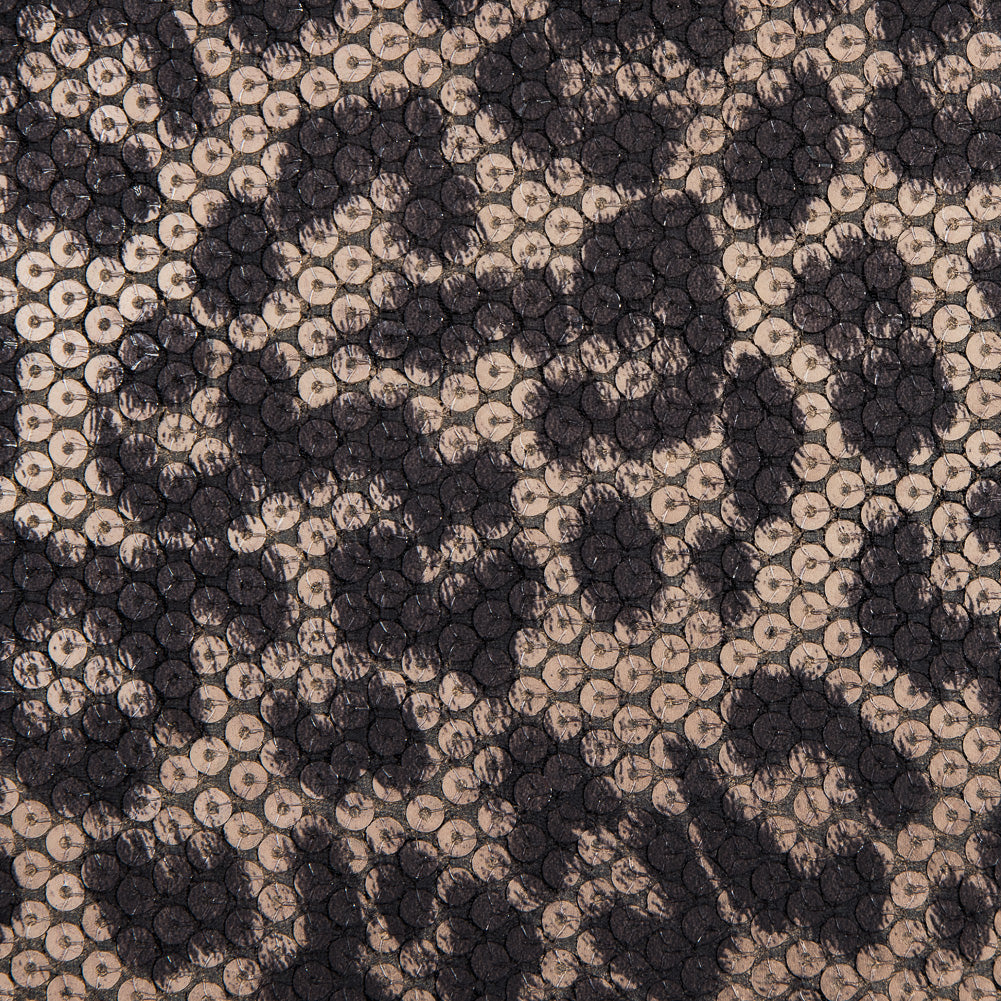Knit Fabric with Snow Leopard Foil and Circle Sequins - Beige and Black on Black - Joann Fabrics