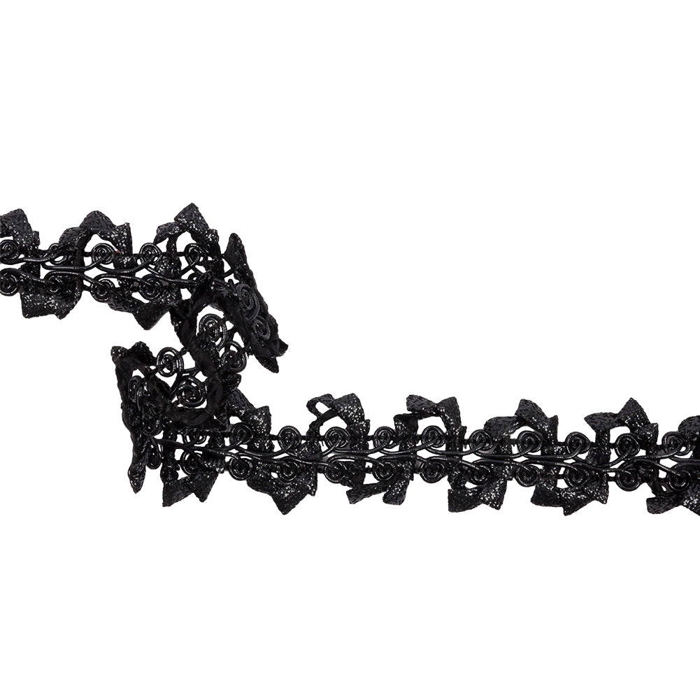 Famous NYC Designer Metallic Black Abstract Gimp Braided Trim - 1.5