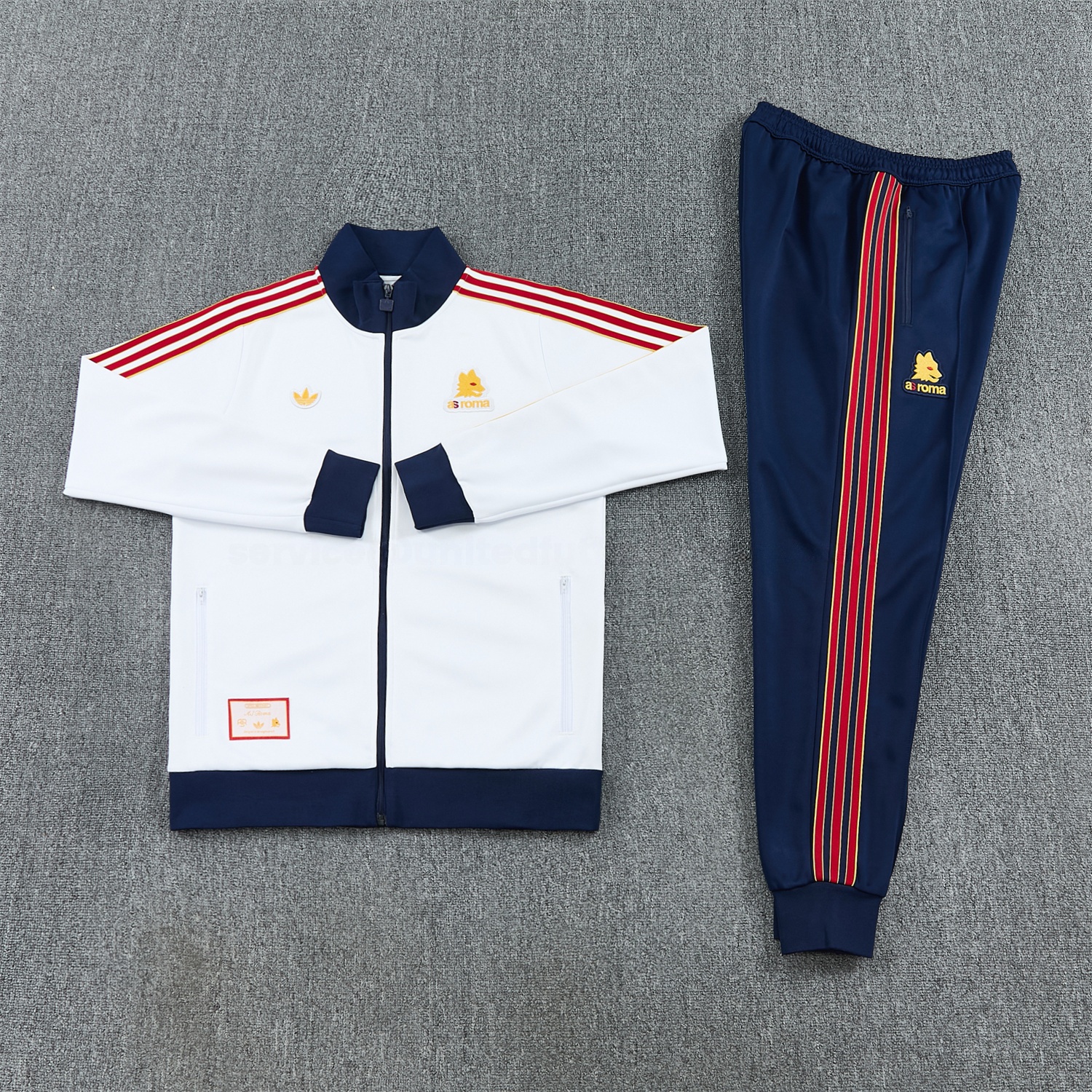 AS Roma 25-26 Originals LFSTLR Jacket Training Tracksuit - White Top and Blue Pant - UnitedFutballJersey
