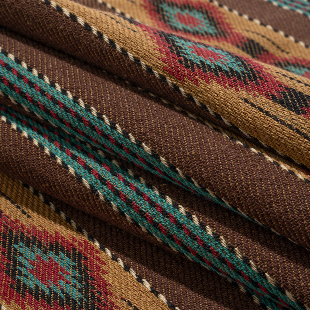 Arizona Brown, Turquoise and Red Diamond Bands Striped Cotton Twill - Joann Fabrics
