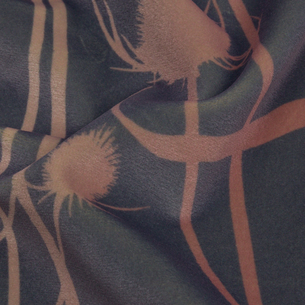 Printed Polyester Velvet - Shell Thistle Stems - British Imported - Joann Fabrics