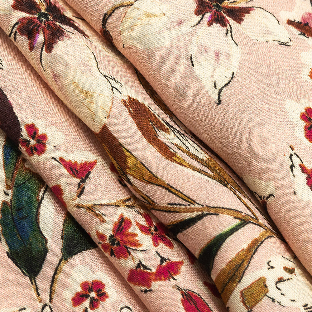 Rayon Challis - Pink Floral - Primavera Print - Mood Exclusive Viso Collection - Joann Fabrics
