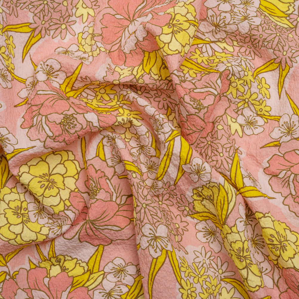 Mood Exclusive Pink Cherry Blossom Lessons Stretch Polyester Seersucker - Joann Fabrics