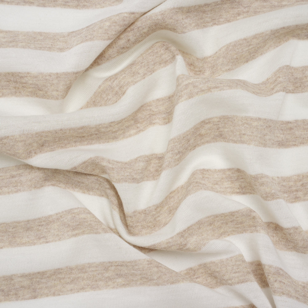 Lightweight Cotton and Polyester Jersey - Beige and White Stripes - Deadstock - Joann Fabrics