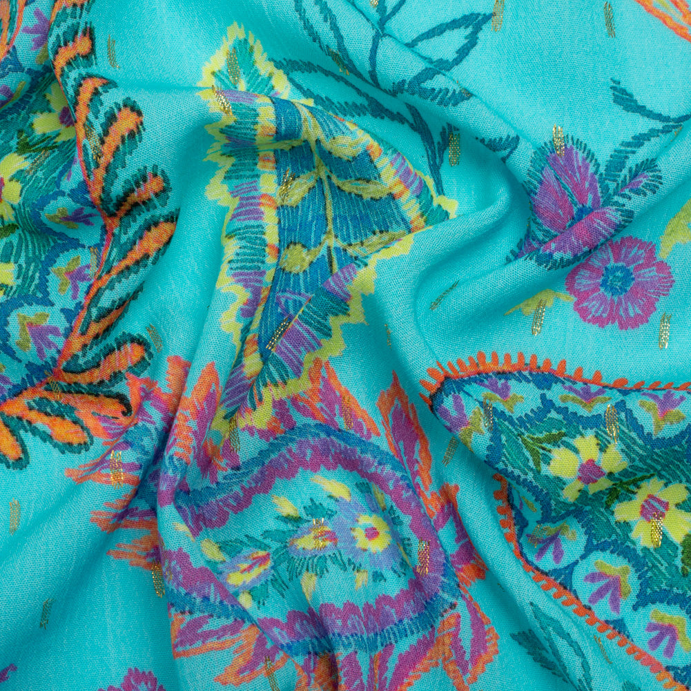 Mood Exclusive Aquarium Garden Metallic Dotted Crinkled Viscose Crepe - Joann Fabrics