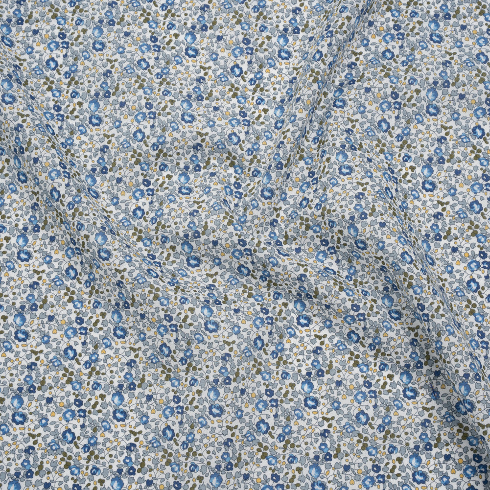 Liberty Fabrics Tana Lawn® - Michelle Eloise Blue - Blue and Olive Green Little Floral Vines - Joann Fabrics