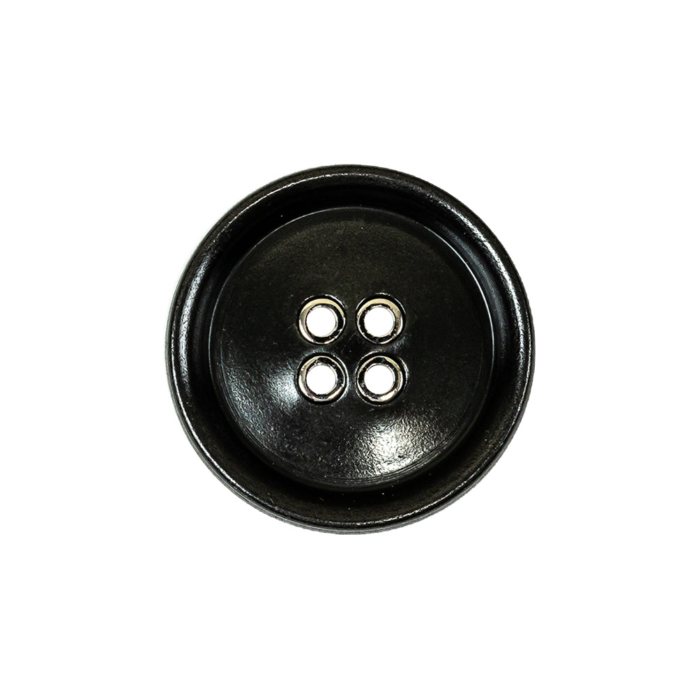 Italian Black and Silver 4-Hole Shallow Plate Metal Button - 36L/23mm - Joann Fabrics