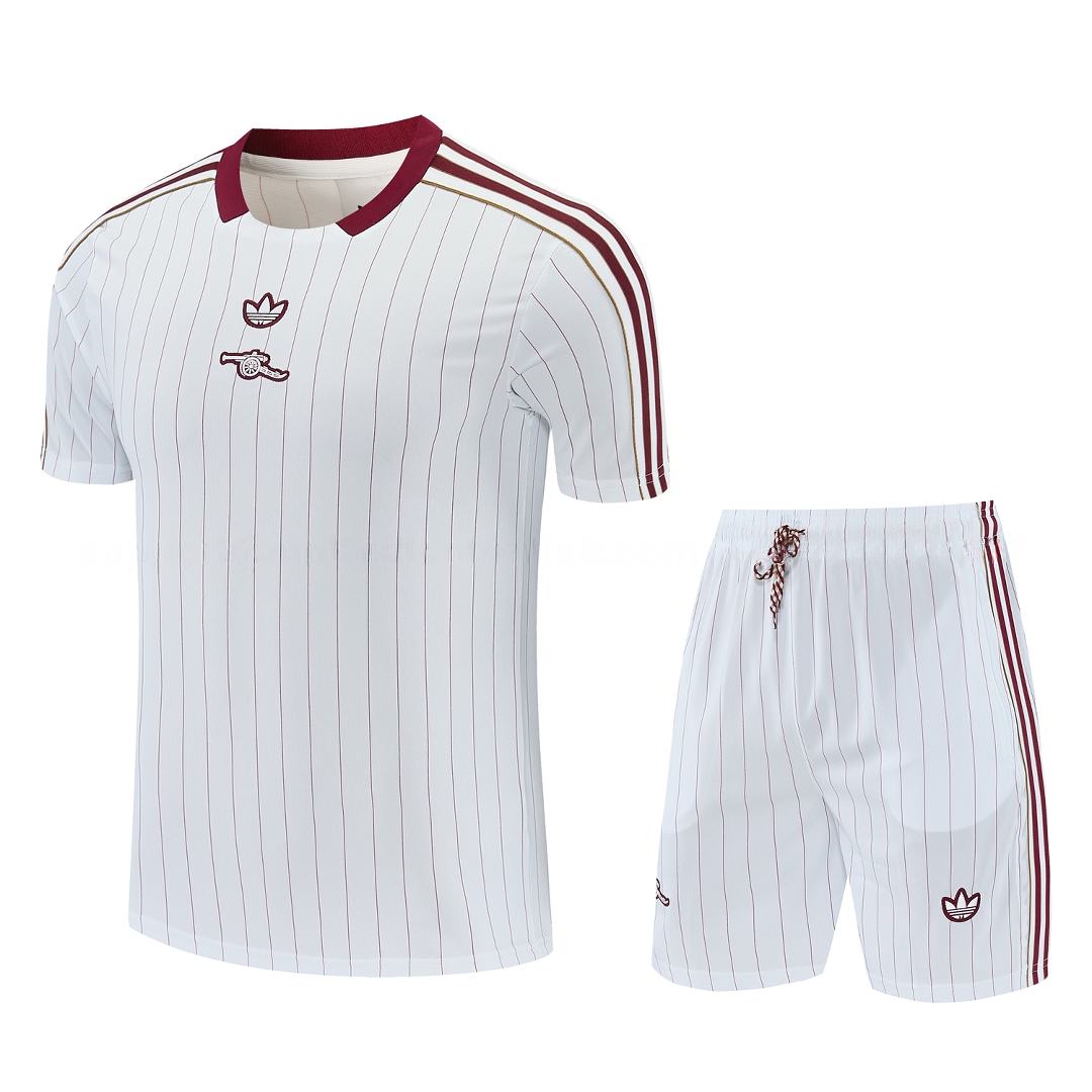 Arsenal 25-26 Retro Style Short-Sleeve Training Set - Colors Top & White With Thin Mar Pants - UnitedFutballJersey
