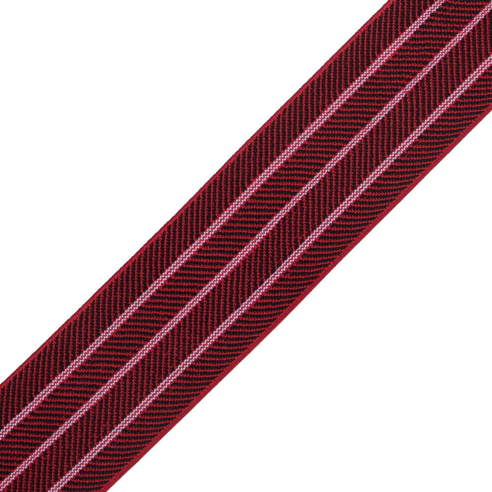 Italian Black and Red Herringbone Elastic - 1.5