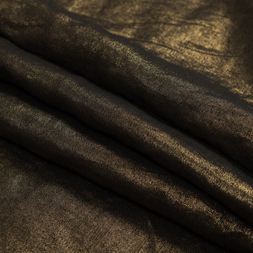 Simone Black Lightweight Woven with Metallic Gold Foil - Joann Fabrics
