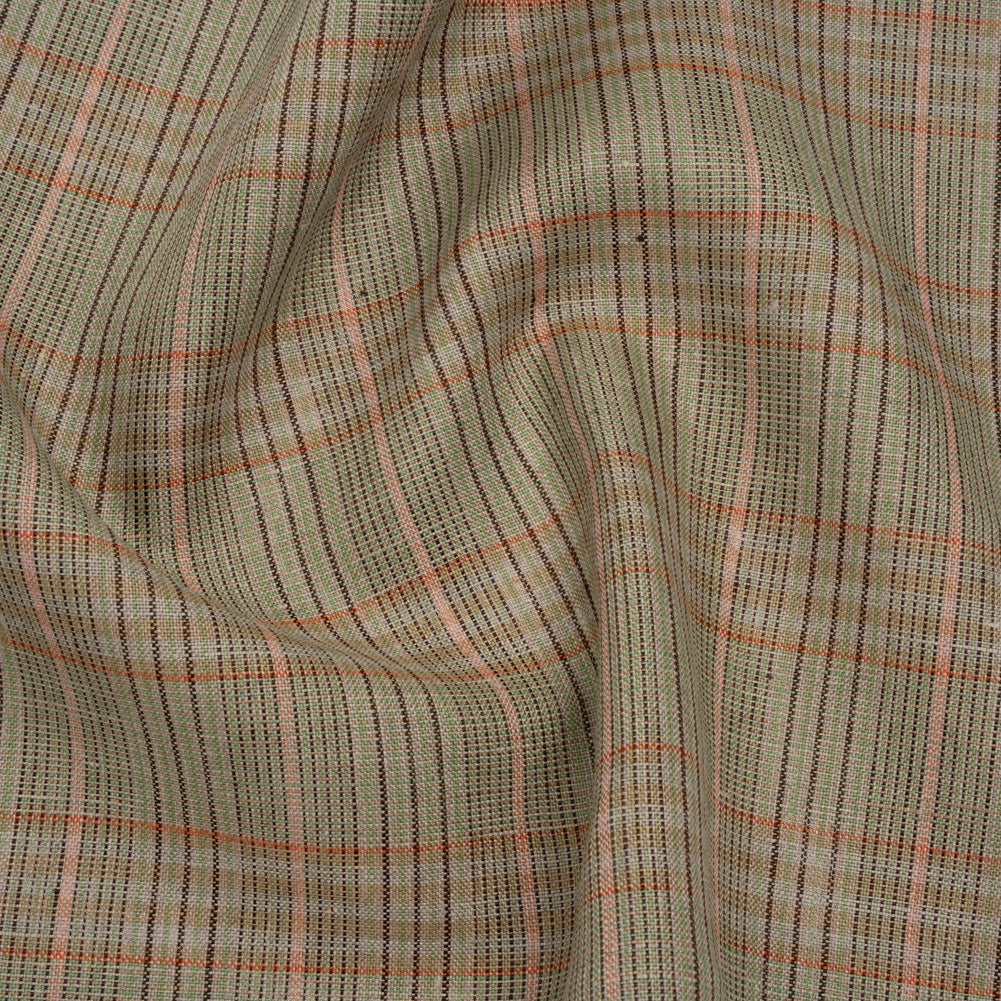 Medium Weight Linen Woven - Brown, Pink and Lime Green Plaid - Joann Fabrics