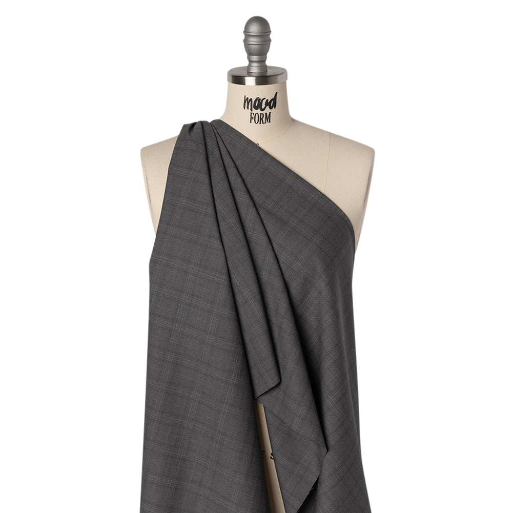 Super 100 Wool Suiting - Gray Monochromatic Plaid - Deadstock - Joann Fabrics