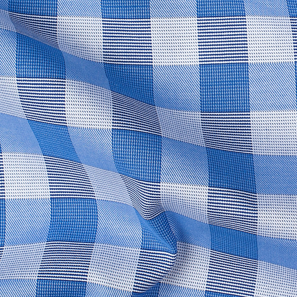 Premium Pale Iris and Royal Blue Plaid Single Ply Cotton Shirting - Joann Fabrics