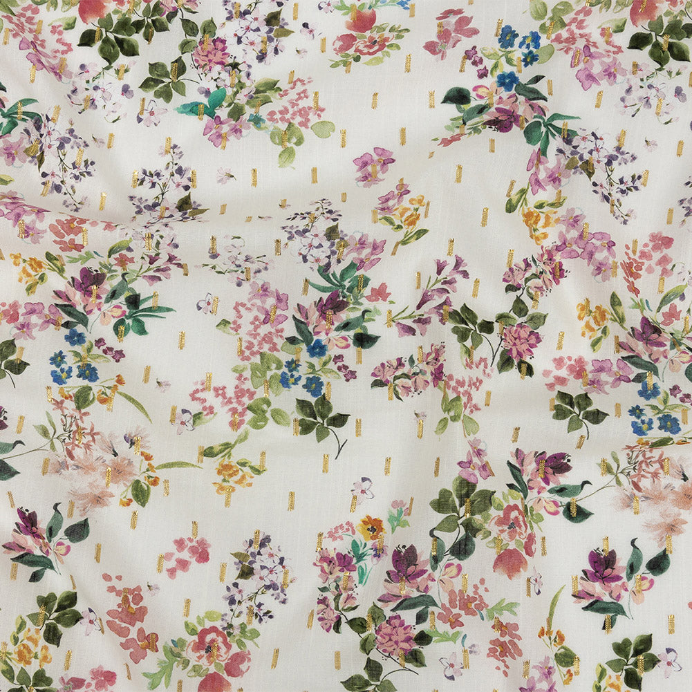 Cotton Voile Print with Metallic Dots - Off-White Floral - Mood Exclusive April Awakening - Joann Fabrics