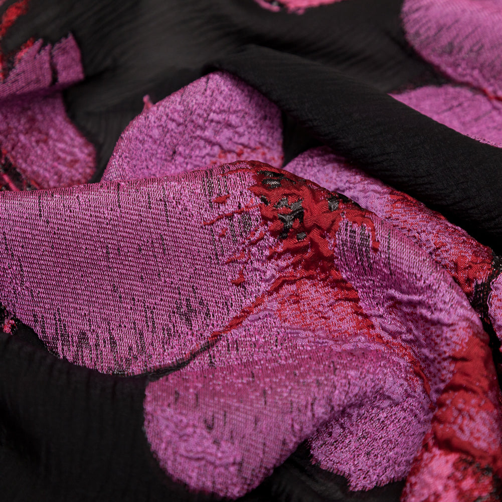 Metallic Black, Pink and Red Floral Luxury Organza Brocade - Joann Fabrics