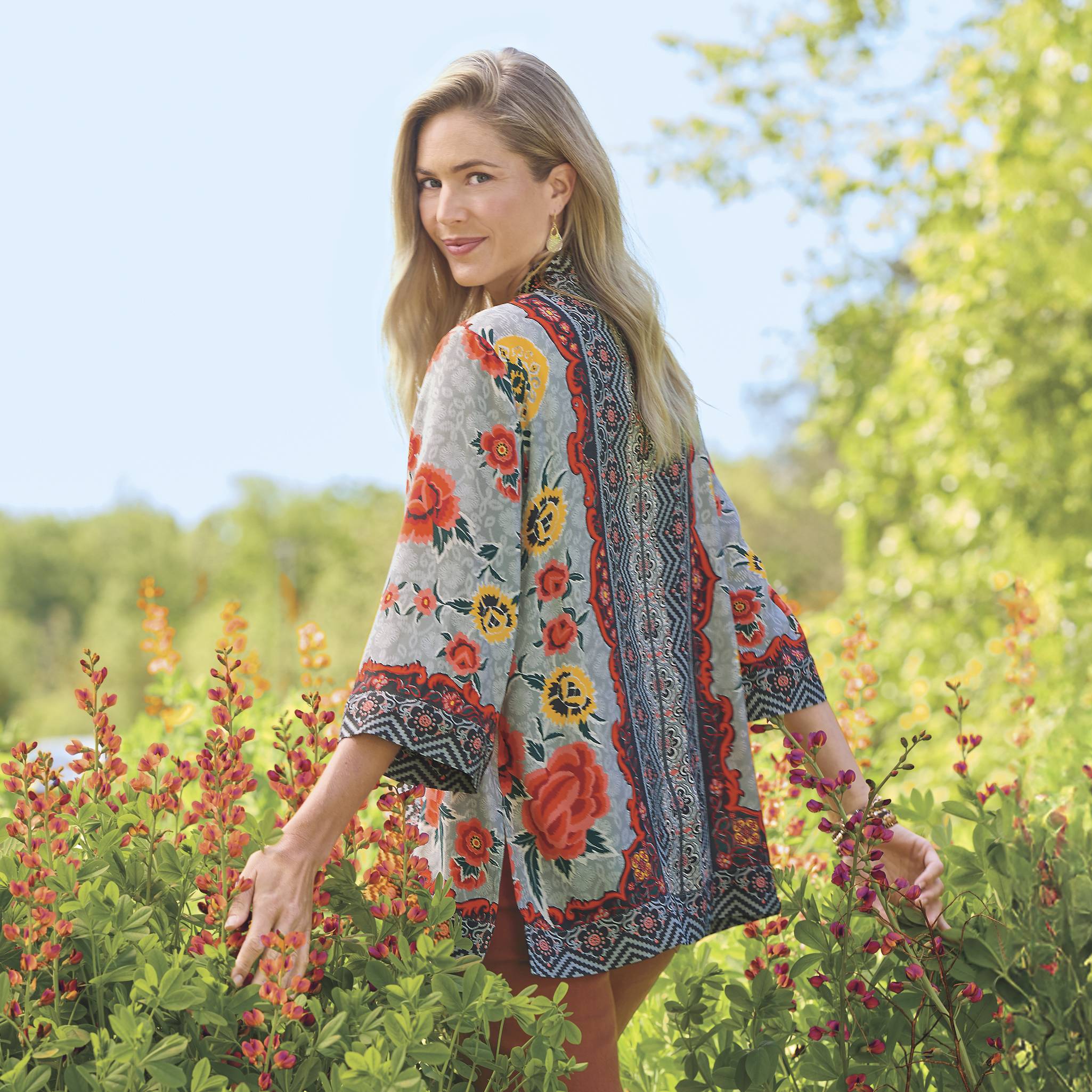Border Print Floral Kimono - Northstyle Catalog